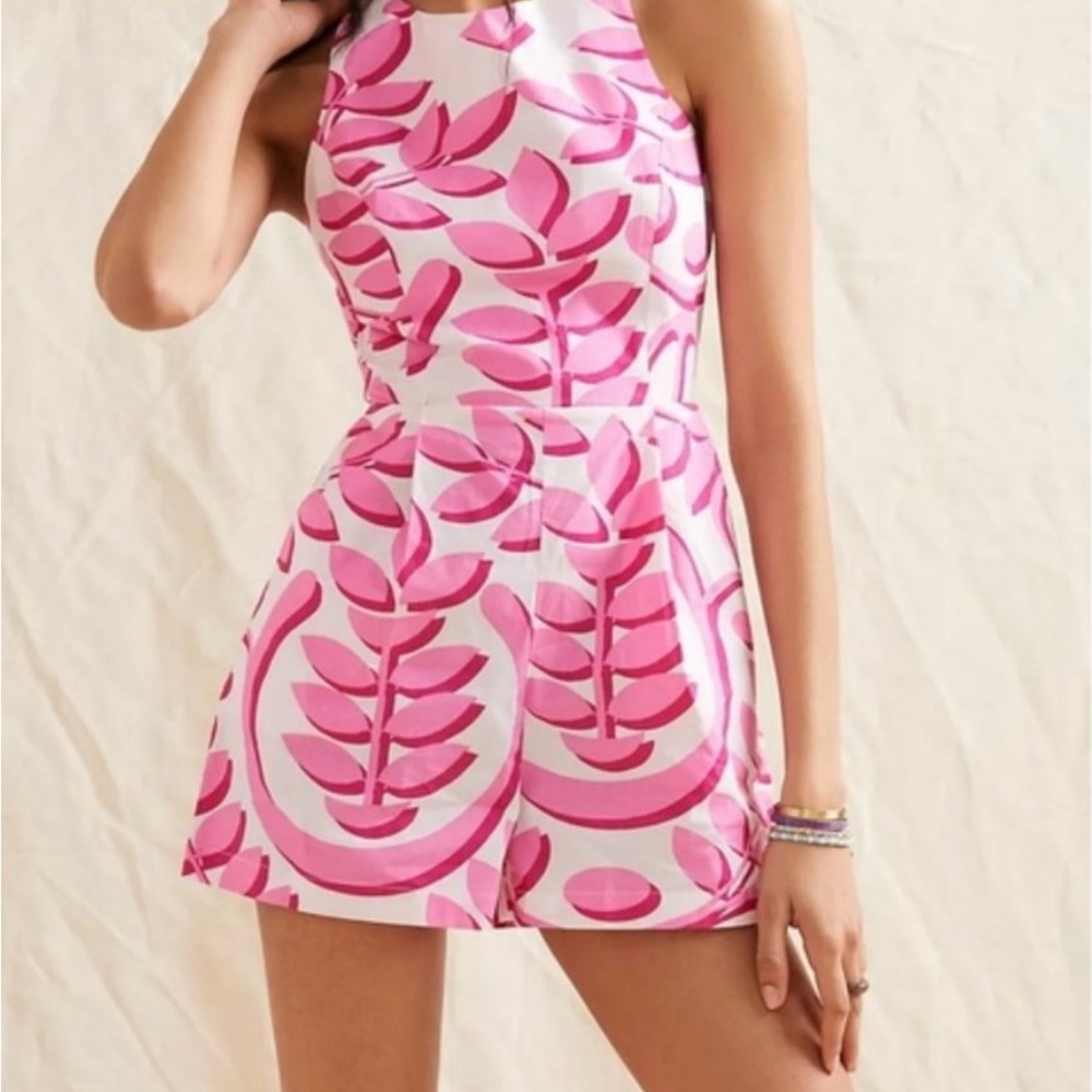 Porridge Pink and White Romper with back cut-out
